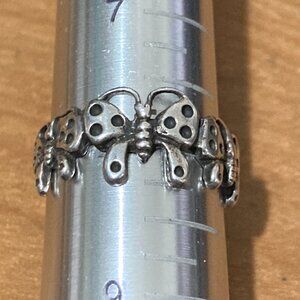 Vintage Shube sterling silver band of butterflies ring